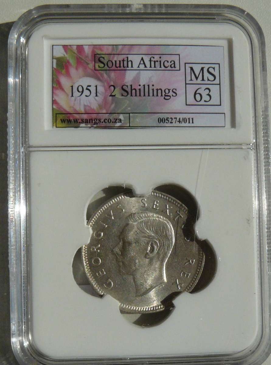 1951 2 SHILLING GRADED MS 63