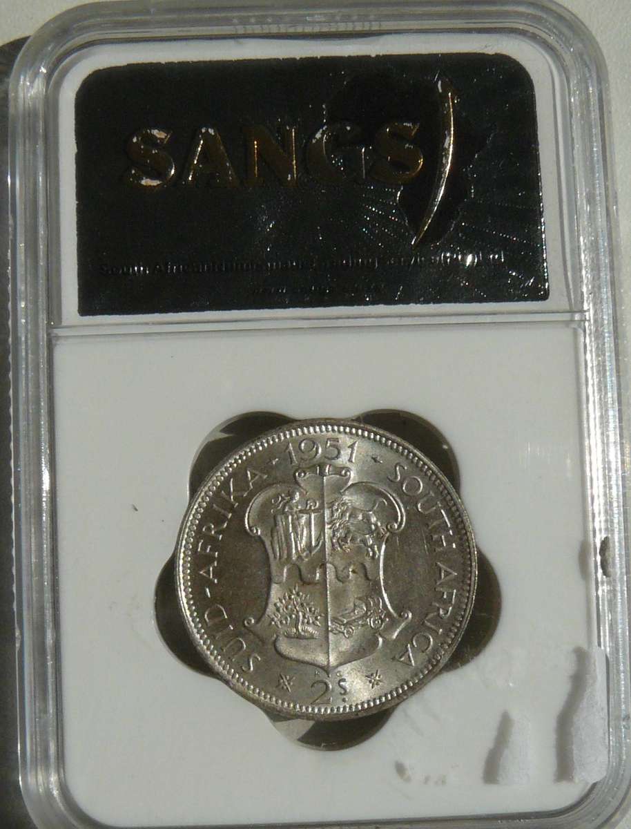 1951 2 SHILLING GRADED MS 63