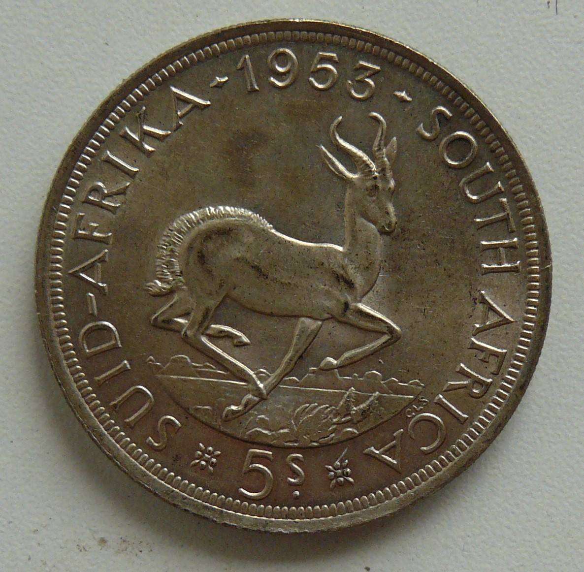 1953 5 SHILLING CONDITION AS PER PHOTO .5 SILVER