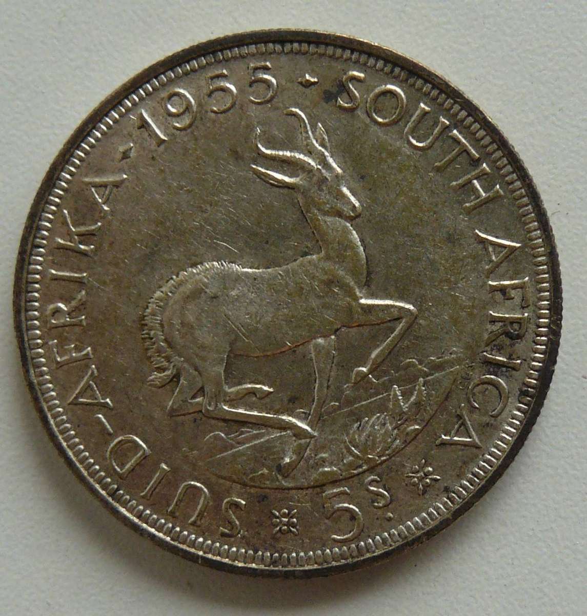 1955 5 SHILLING CONDITION AS PER IMAGE . 5 SILVER