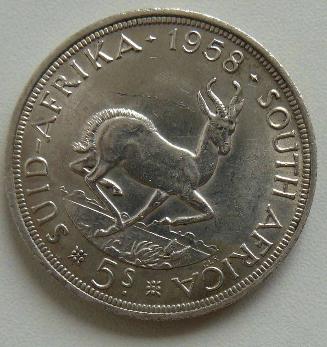 1958 5 SHILLING CONDITION AS PER PHOTO .5 SILVER