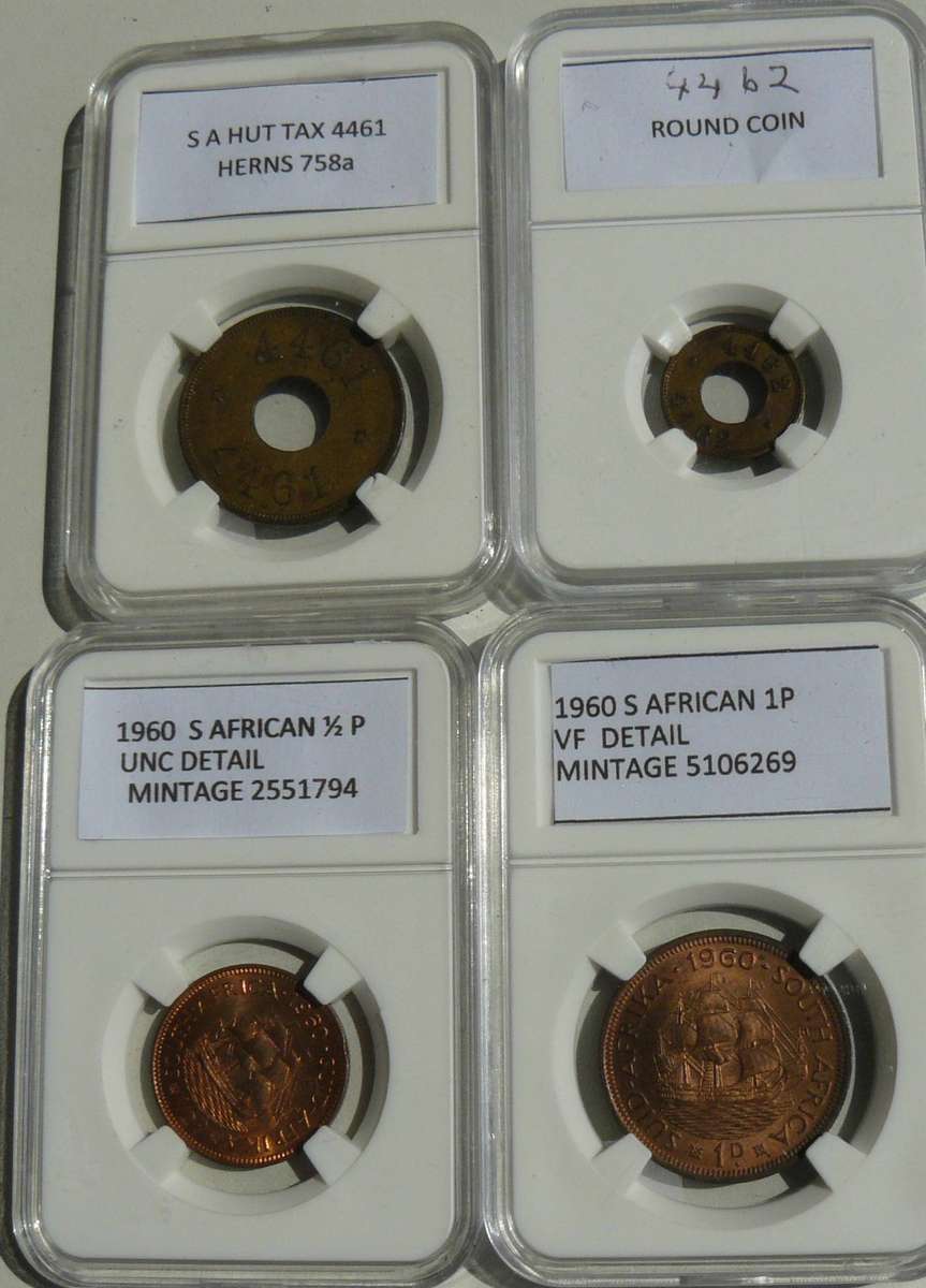 1960 1/2 AND PENNY PLUST HUT TAX COINS 4461 4462