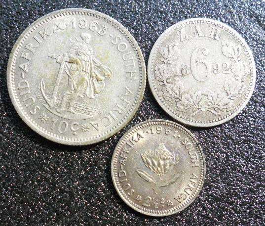 1892 6D AND 1961 2.5 CENT PLUS 1963 10 CENT ALL FOR ONE BID