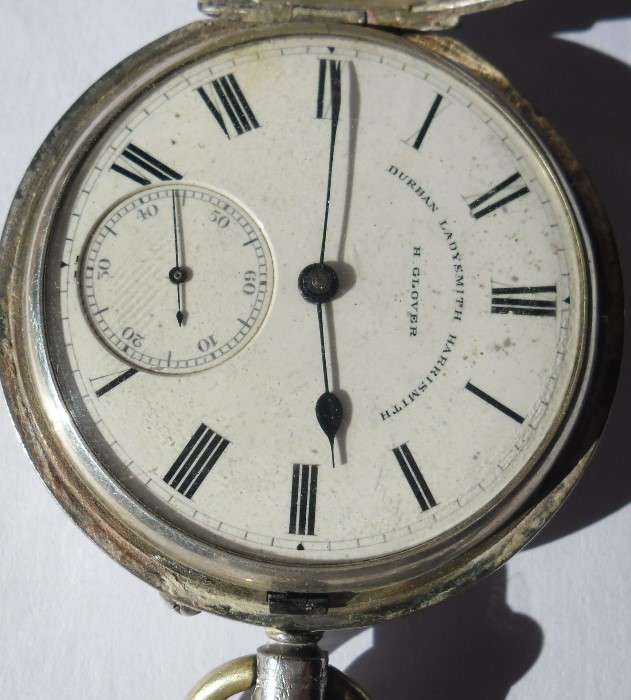 SILVER POCKET WATCH H GLOVER  121 g. not in working condition