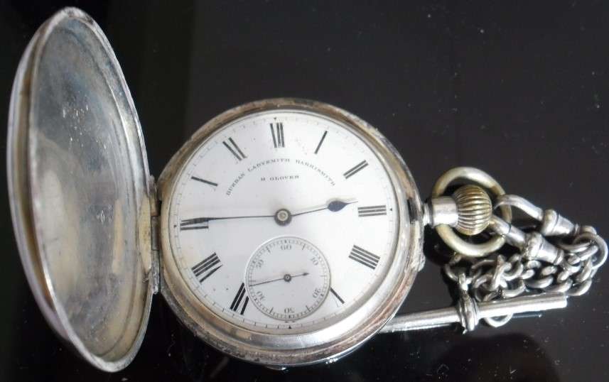 SILVER POCKET WATCH H GLOVER  121 g. not in working condition
