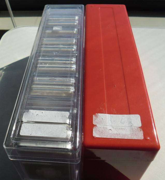 2 USED SLAB HOLDERS WITH 20 VARIOUS SIZE SLABS BOTH FOR ONE BID