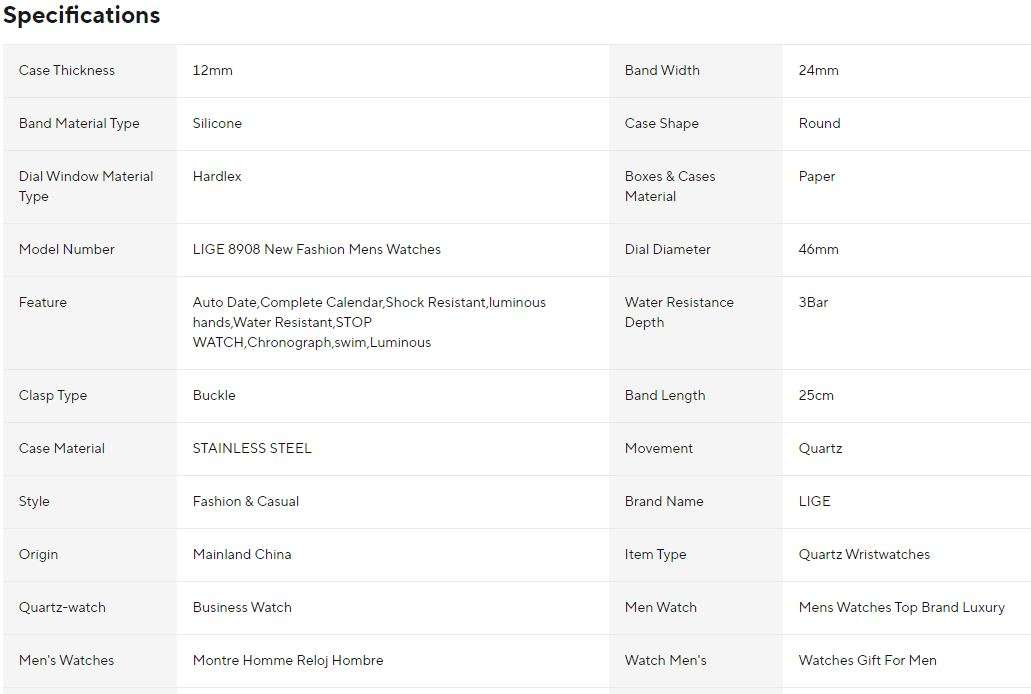 LIGE Watch for Men Fashion Casual Waterproof Luminous Chronograph Luxury Quartz Blue