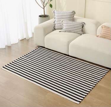 Black and White Kilim Rug