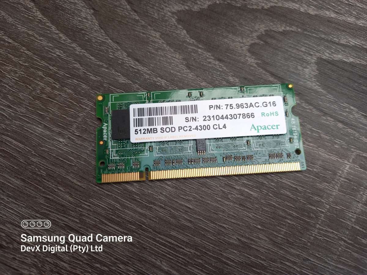 512MB DDR2 Laptop Ram - Apacer PC2 - Verified Tested & Working