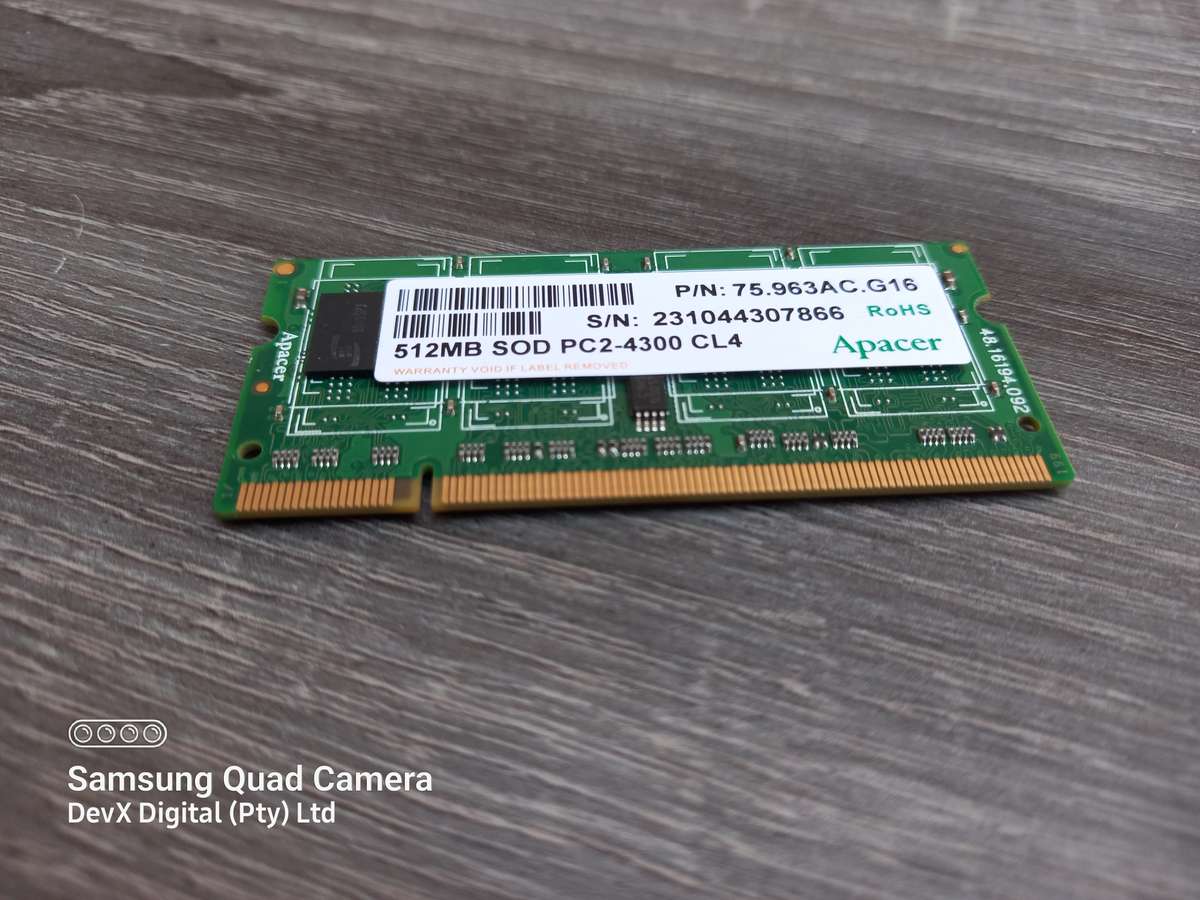 512MB DDR2 Laptop Ram - Apacer PC2 - Verified Tested & Working