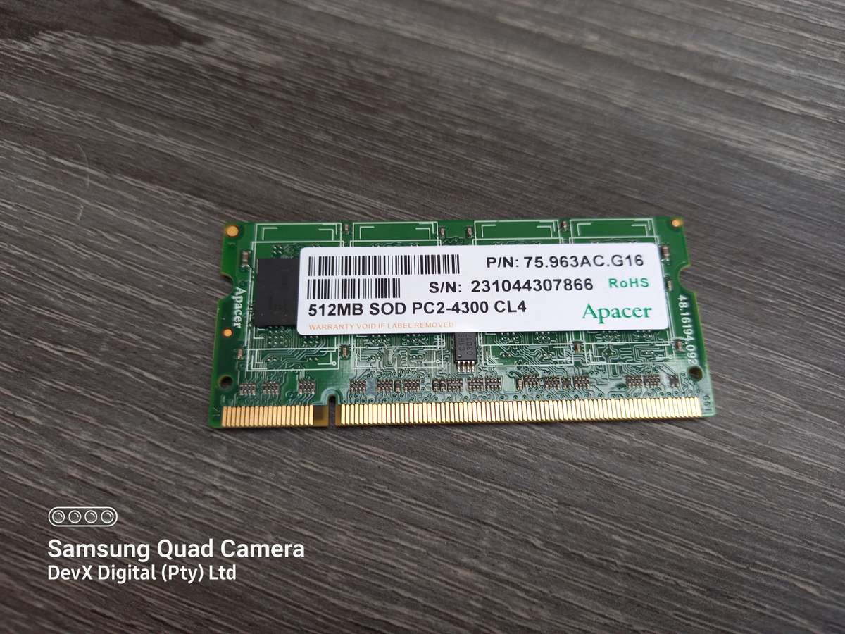 512MB DDR2 Laptop Ram - Apacer PC2 - Verified Tested & Working