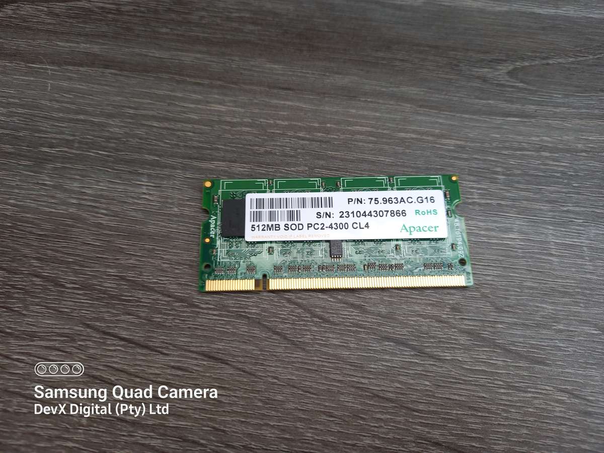 512MB DDR2 Laptop Ram - Apacer PC2 - Verified Tested & Working