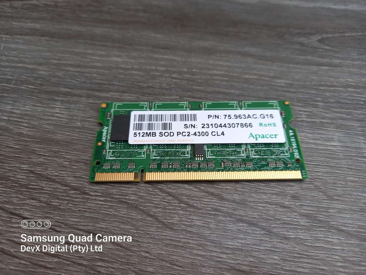 512MB DDR2 Laptop Ram - Apacer PC2 - Verified Tested & Working