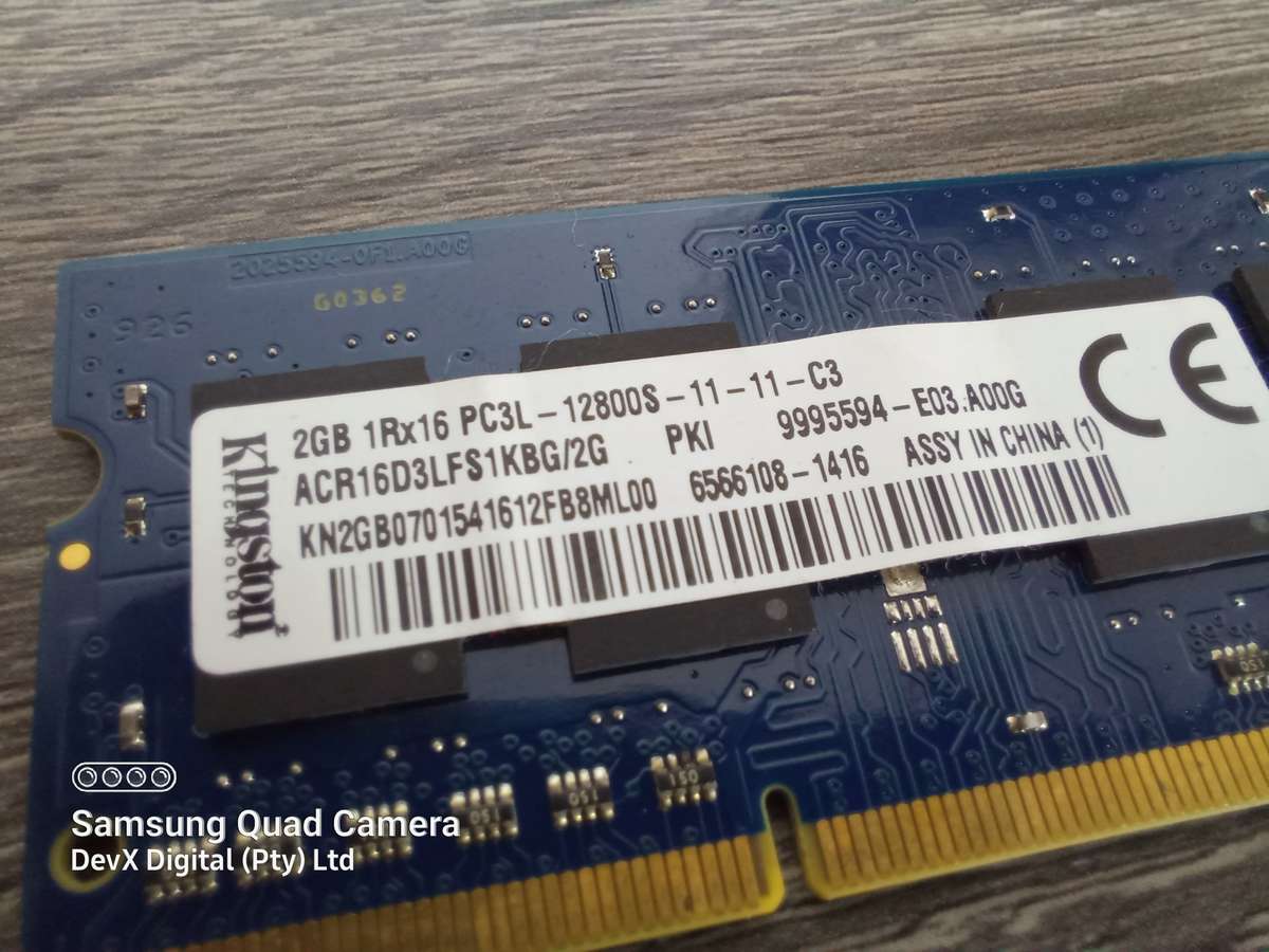 2GB DDR3 Laptop Ram - Kingston PC3 - Verified Tested & Working (Sold Each)