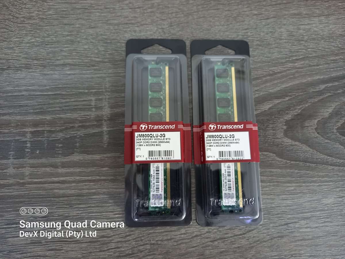 2GB DDR2 Desktop Ram - Transcend PC2 - Verified Tested & Working - In Original Packaging - Sold Each