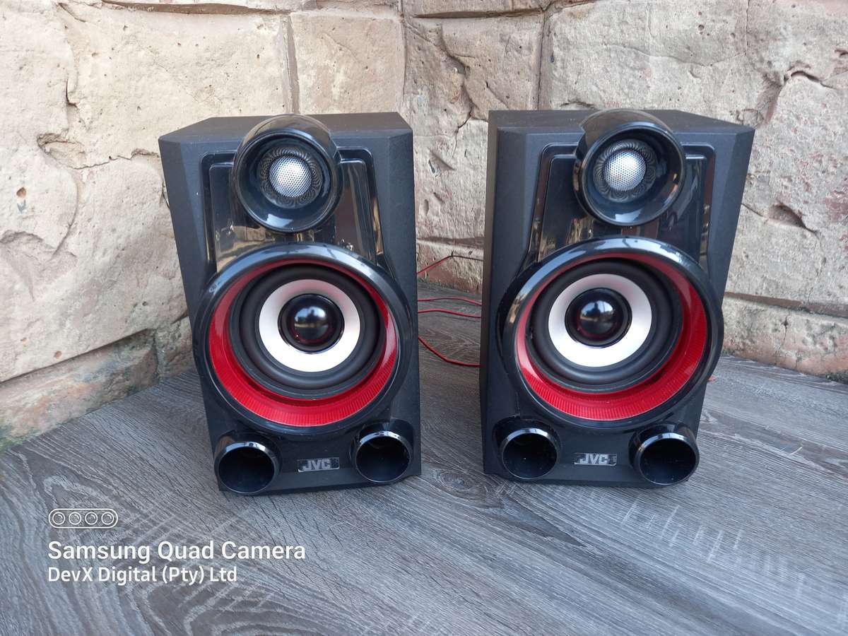 Verified Working - Retro JVC Hi-Fi Speakers - Model: MX-DN100 - Classic Red & Black - 35W Output