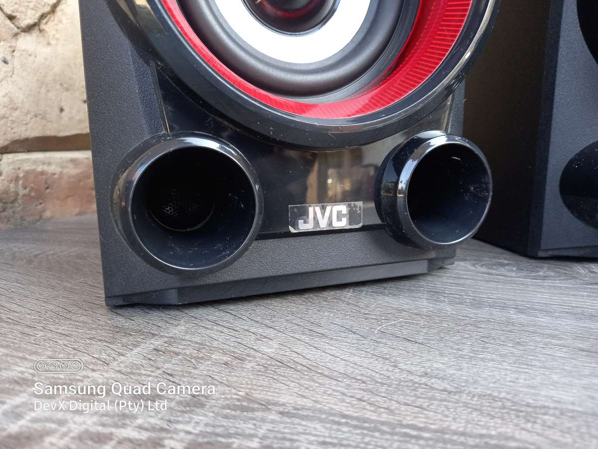 Verified Working - Retro JVC Hi-Fi Speakers - Model: MX-DN100 - Classic Red & Black - 35W Output