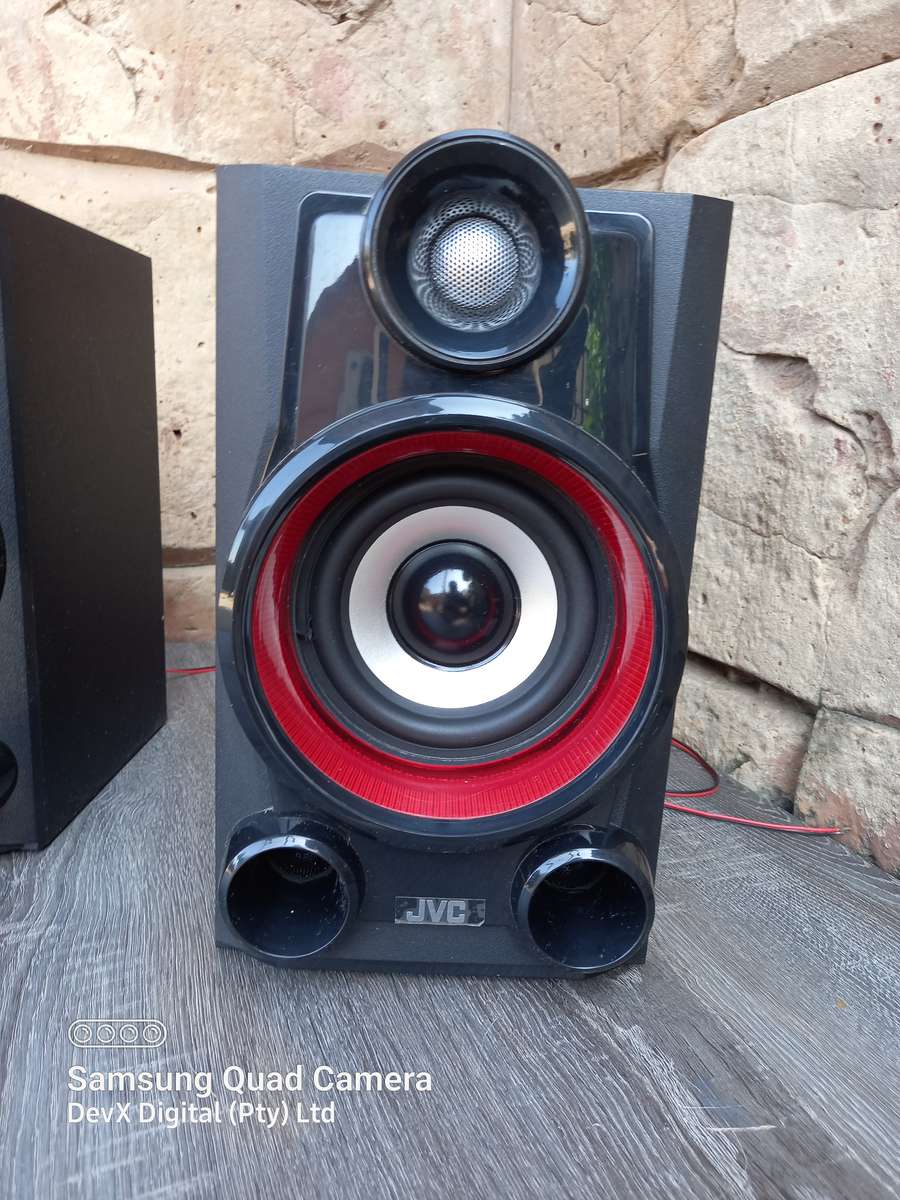 Verified Working - Retro JVC Hi-Fi Speakers - Model: MX-DN100 - Classic Red & Black - 35W Output