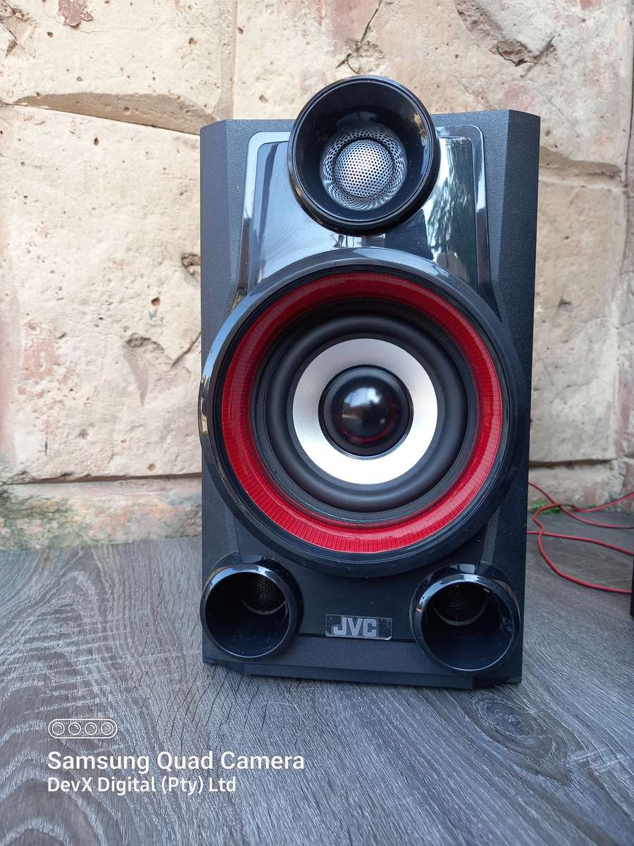 Verified Working - Retro JVC Hi-Fi Speakers - Model: MX-DN100 - Classic Red & Black - 35W Output