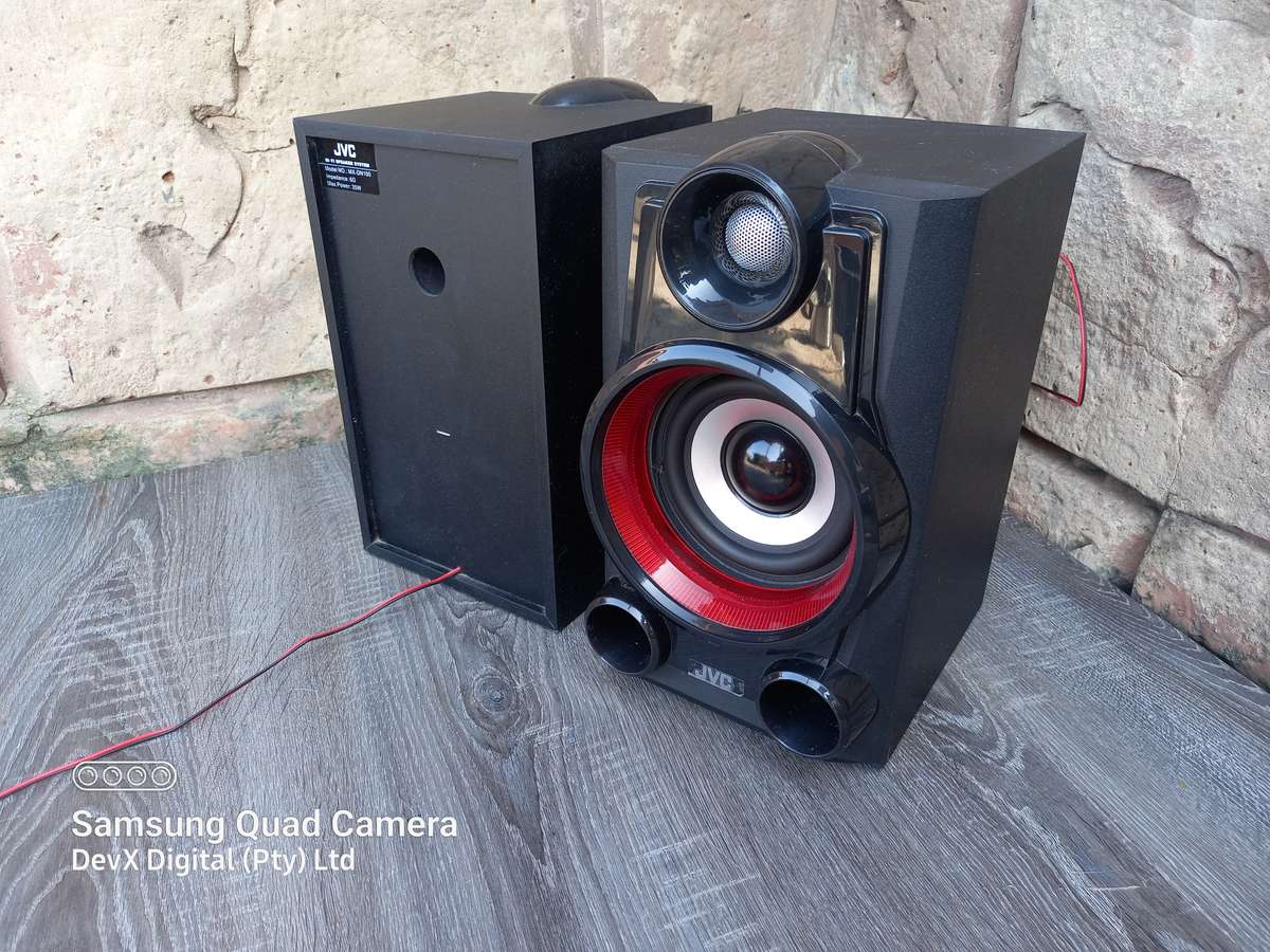 Verified Working - Retro JVC Hi-Fi Speakers - Model: MX-DN100 - Classic Red & Black - 35W Output