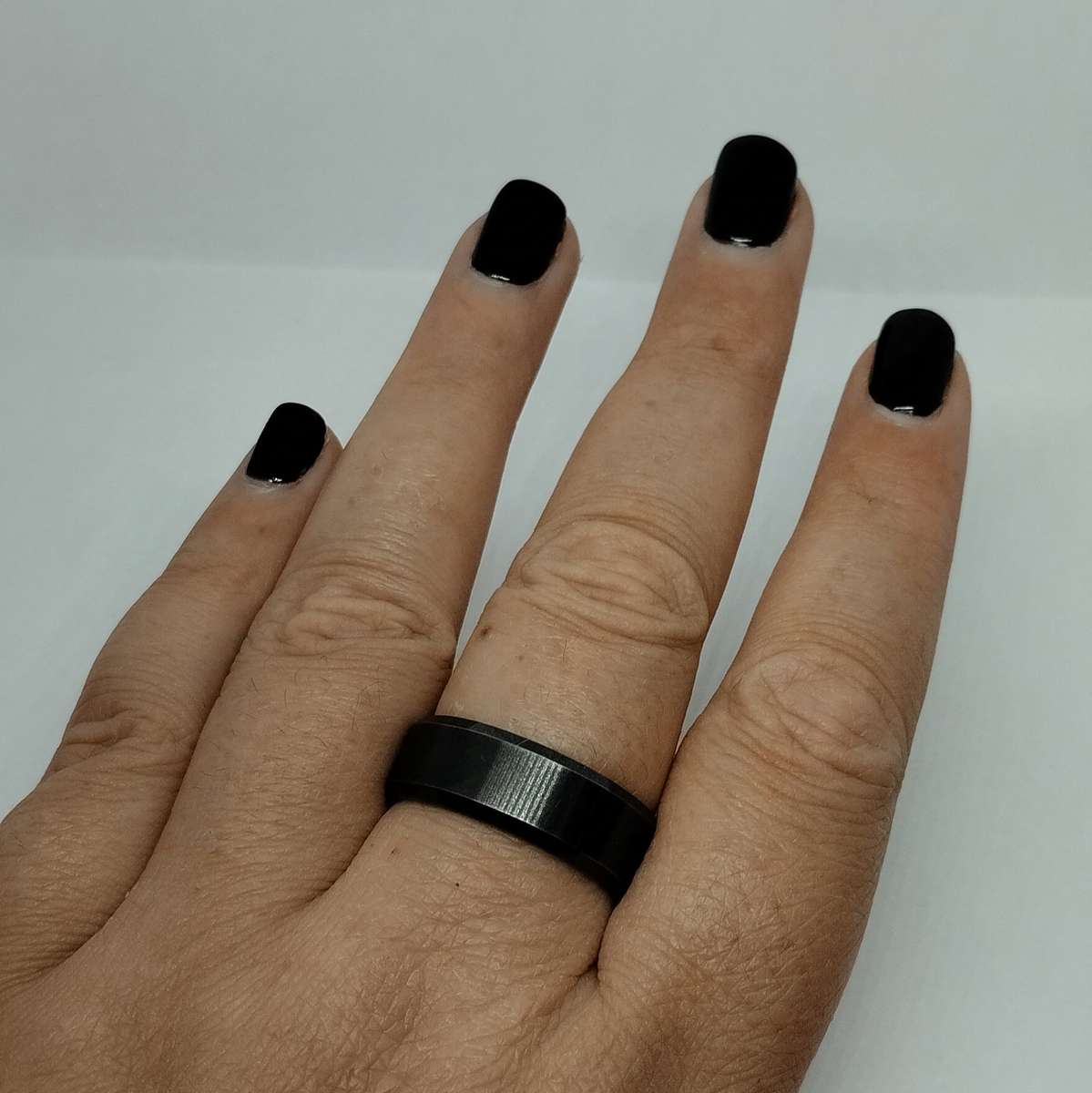 Black Stainless Steel Mens Ring #F0082