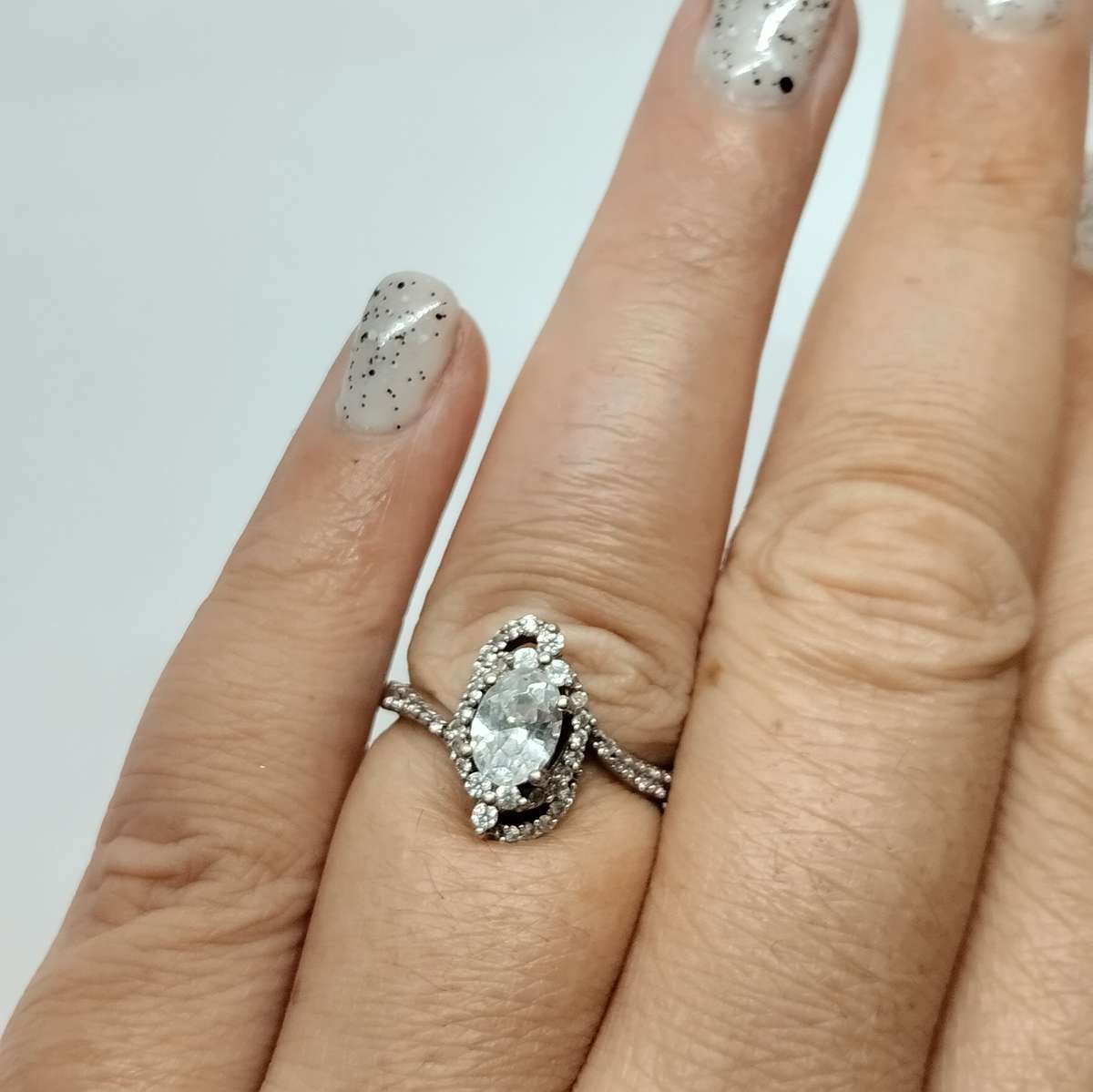 Sterling Silver Ring with Oval Cut Cubic Zirconia #S0057