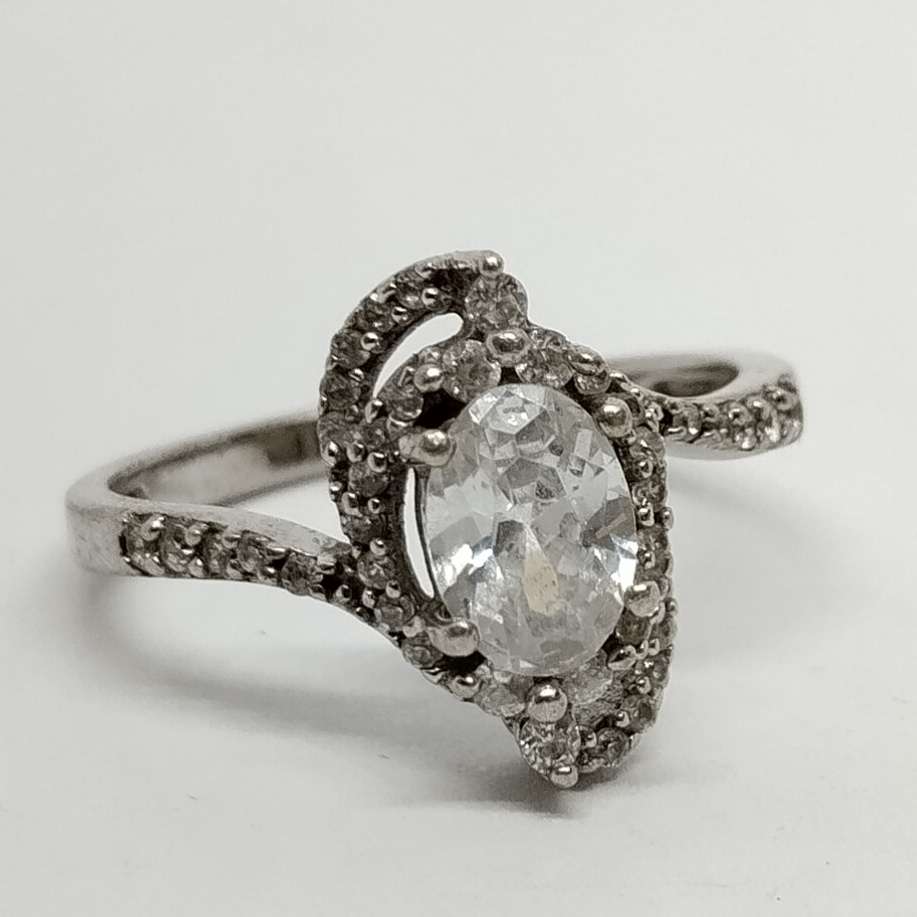 Sterling Silver Ring with Oval Cut Cubic Zirconia #S0057