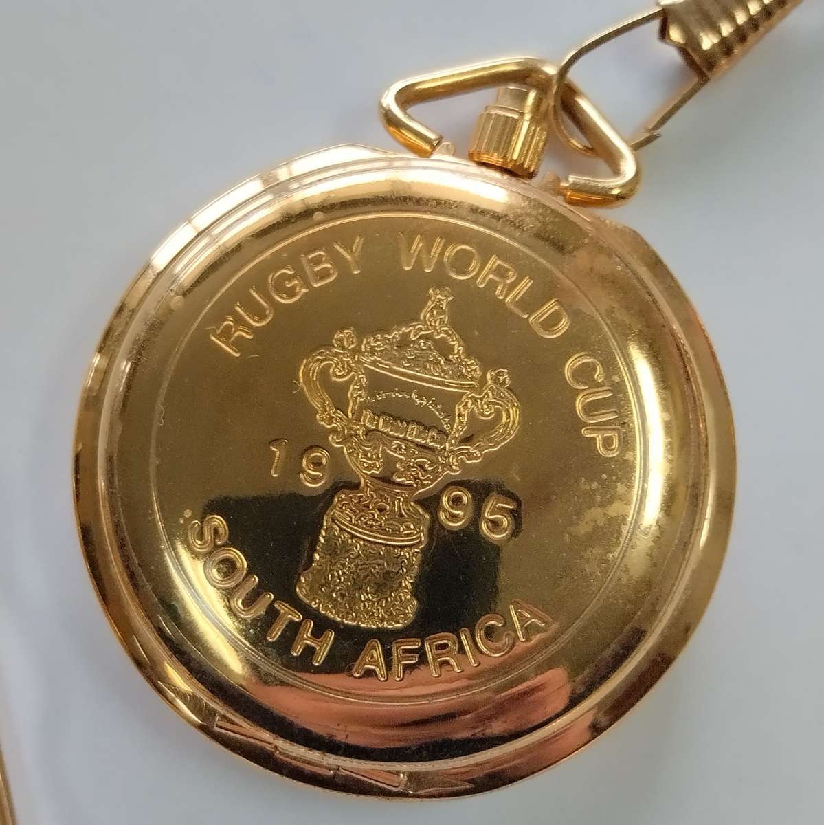 Limited Edition 1995 Rugby World Cup Gold Plated Pocket Watch in Box #W0118