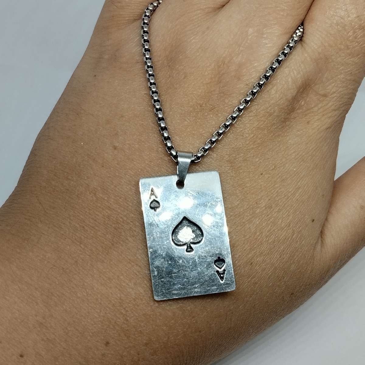 Stainless Steel Necklace with Ace of Spades Pendant #C0090