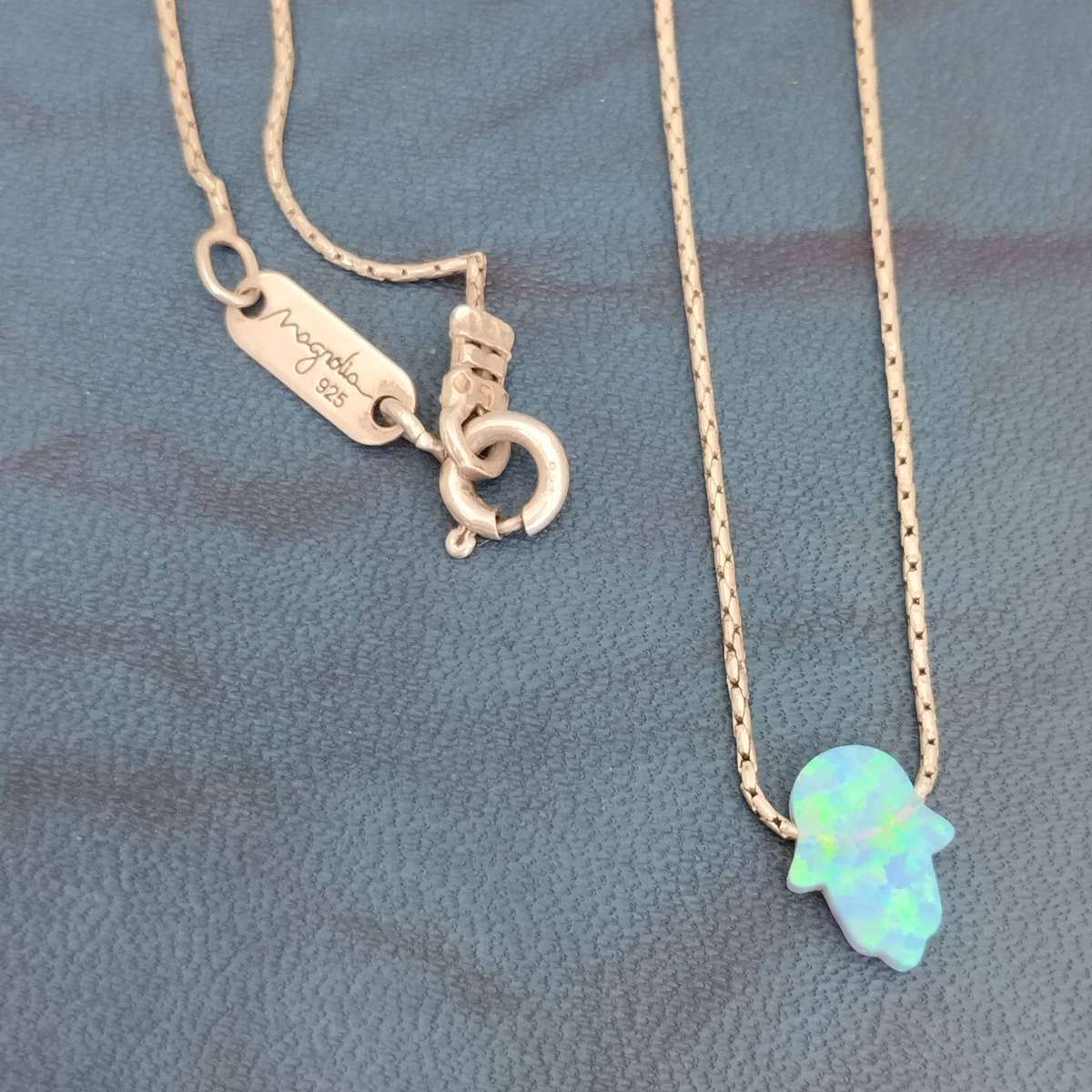 Sterling Silver Opal Hamsa Necklace #WK002