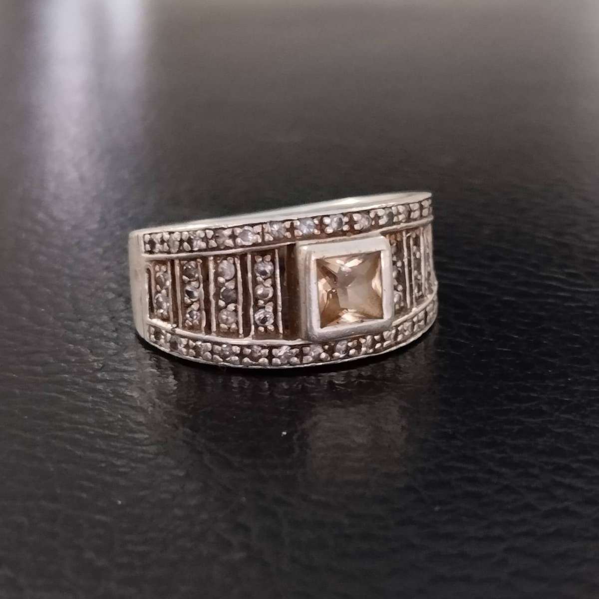 Princess Cut Cubic Zirconia Sterling Silver Dress Ring WS006