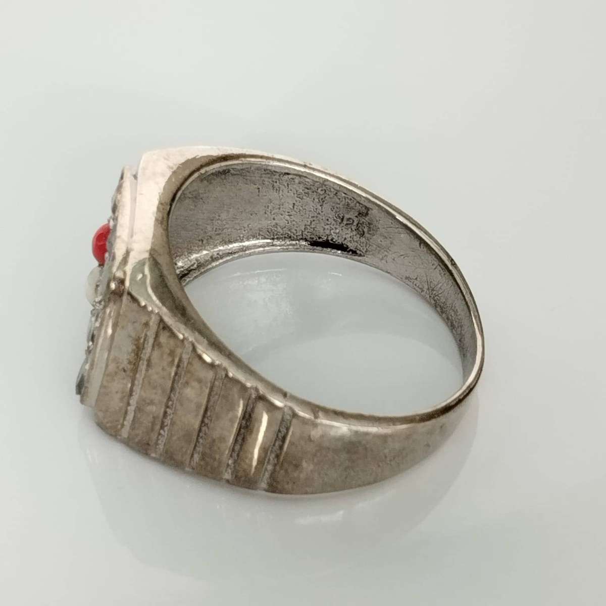 Sterling Silver Navratna Mens Ring