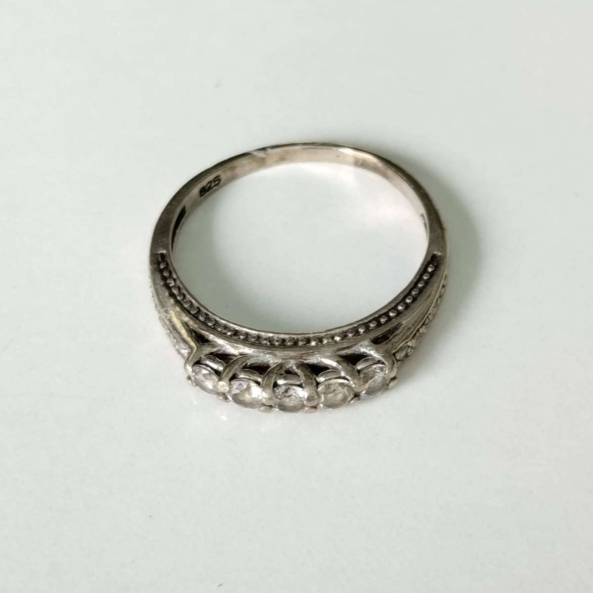 Sterling Silver Band Ring with Cubic Zirconias