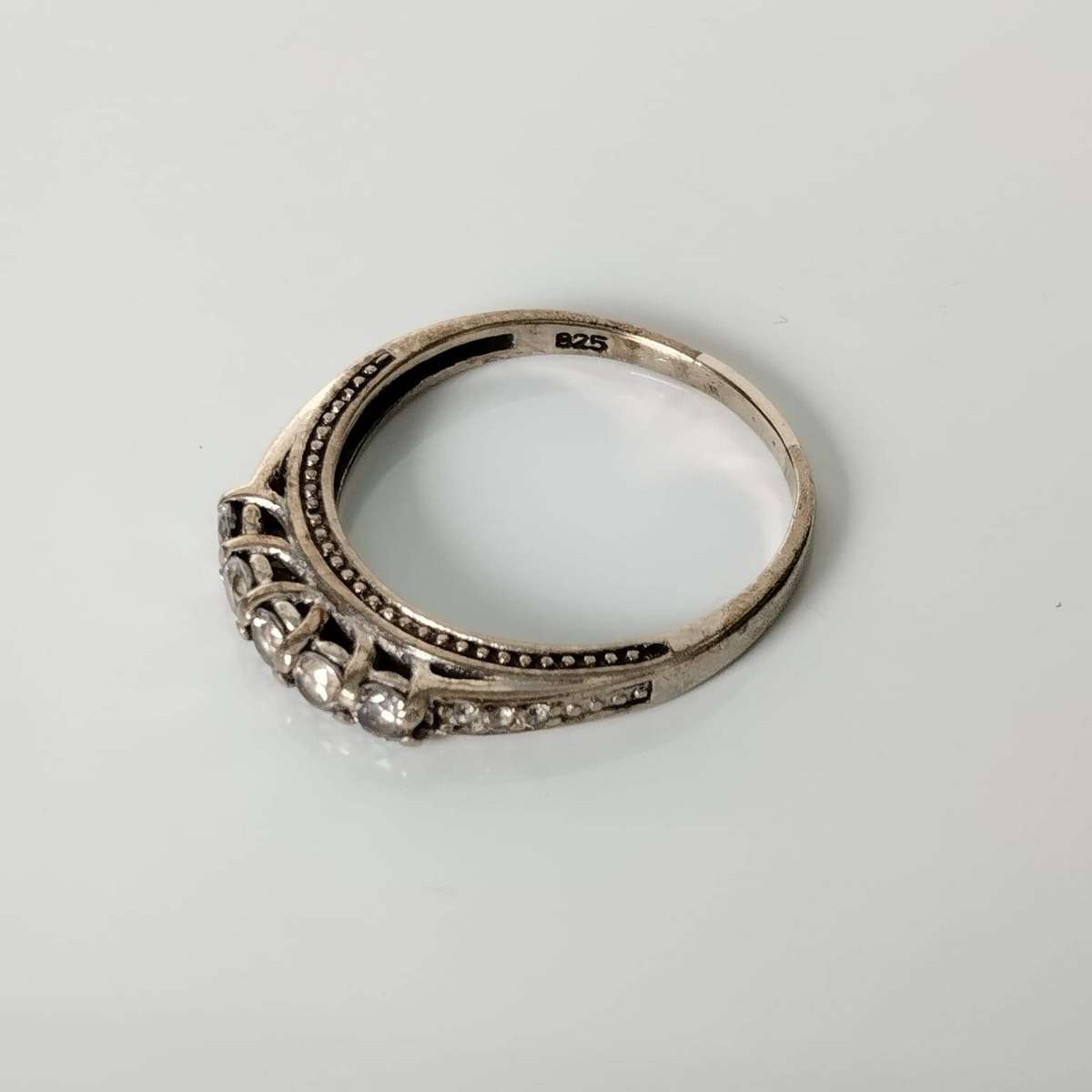 Sterling Silver Band Ring with Cubic Zirconias