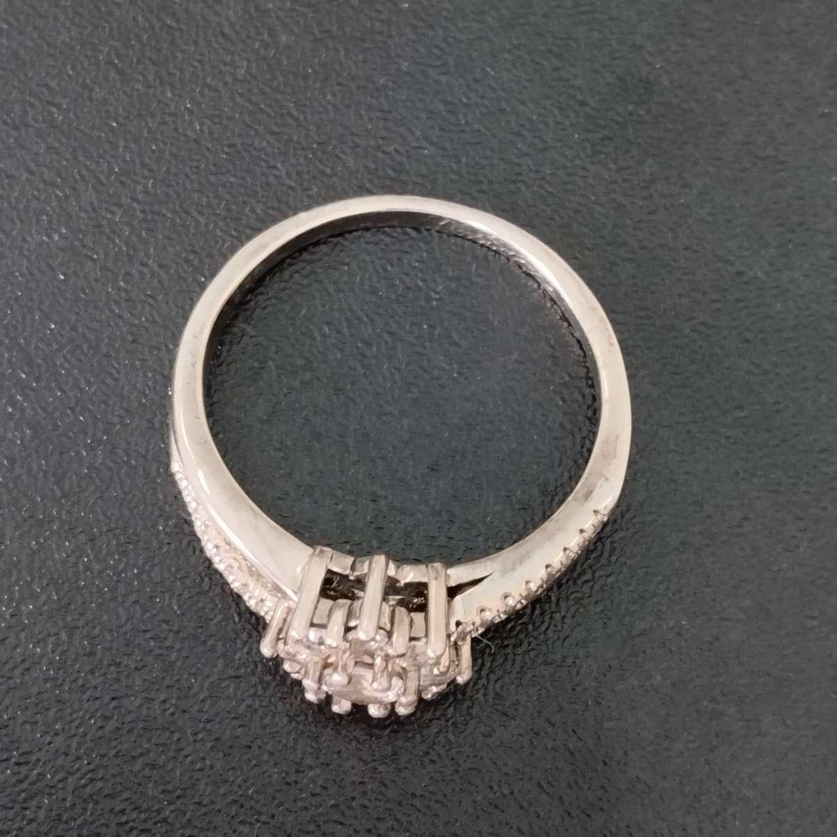 Sterling Silver Claw Set Cubic Zirconia Double Cluster Flower Ring