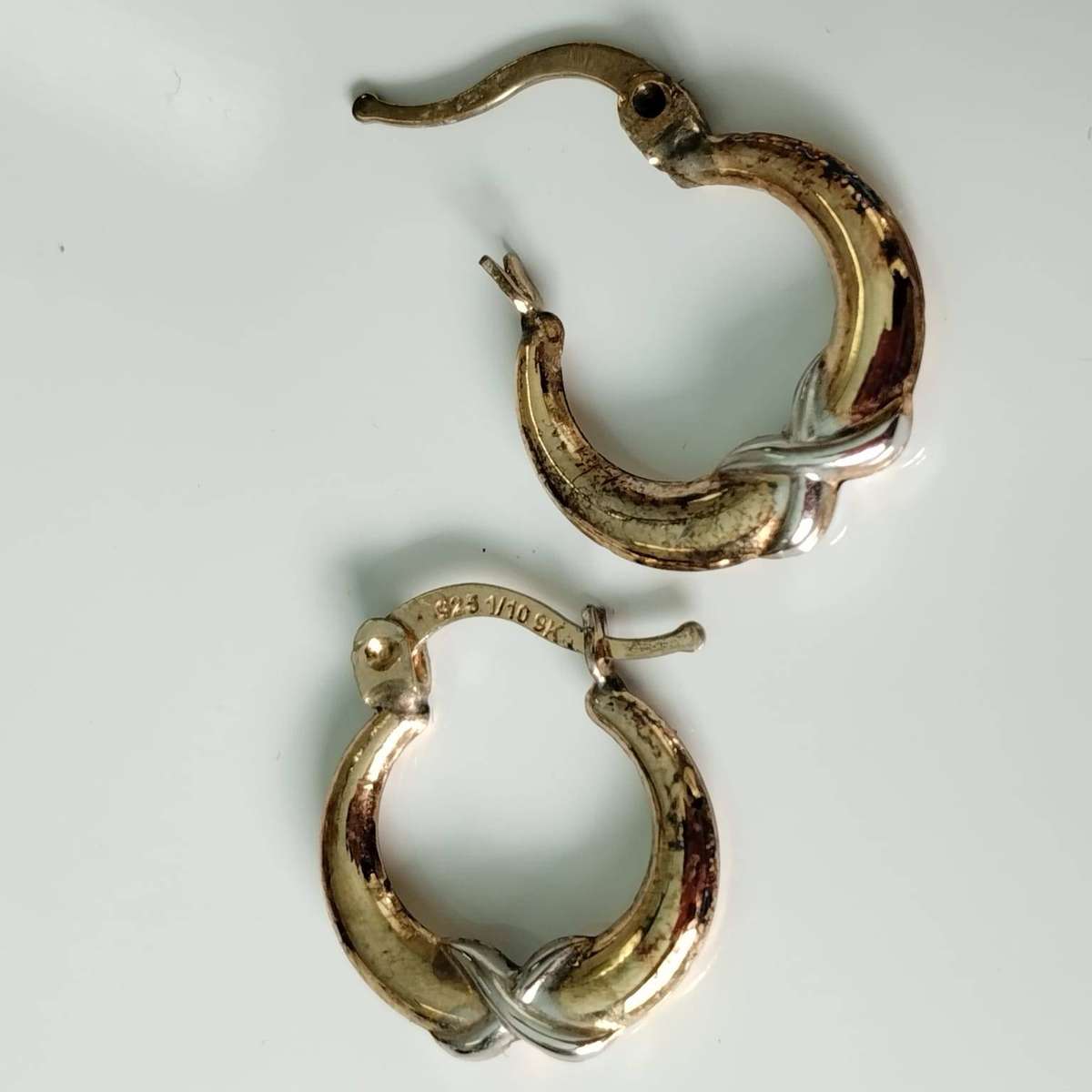 American Swiss Gold-Plated Sterling Silver Crossover Hoop Earrings