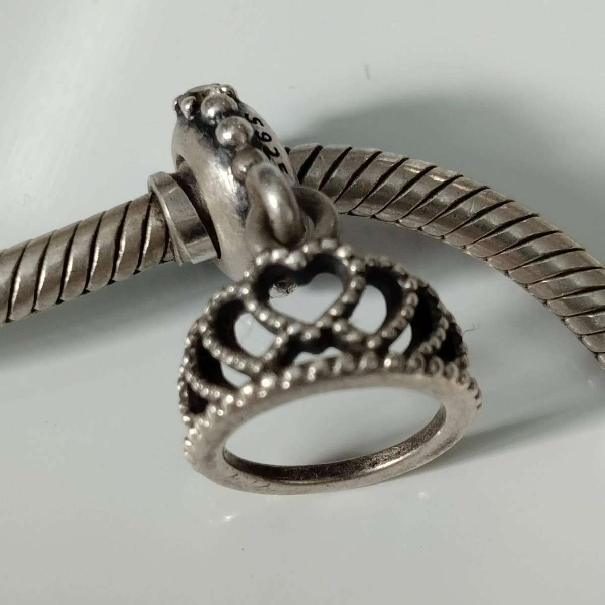 Pandora 925 Moments Barrel Clasp Snake Chain Bracelet with Charms #LT044