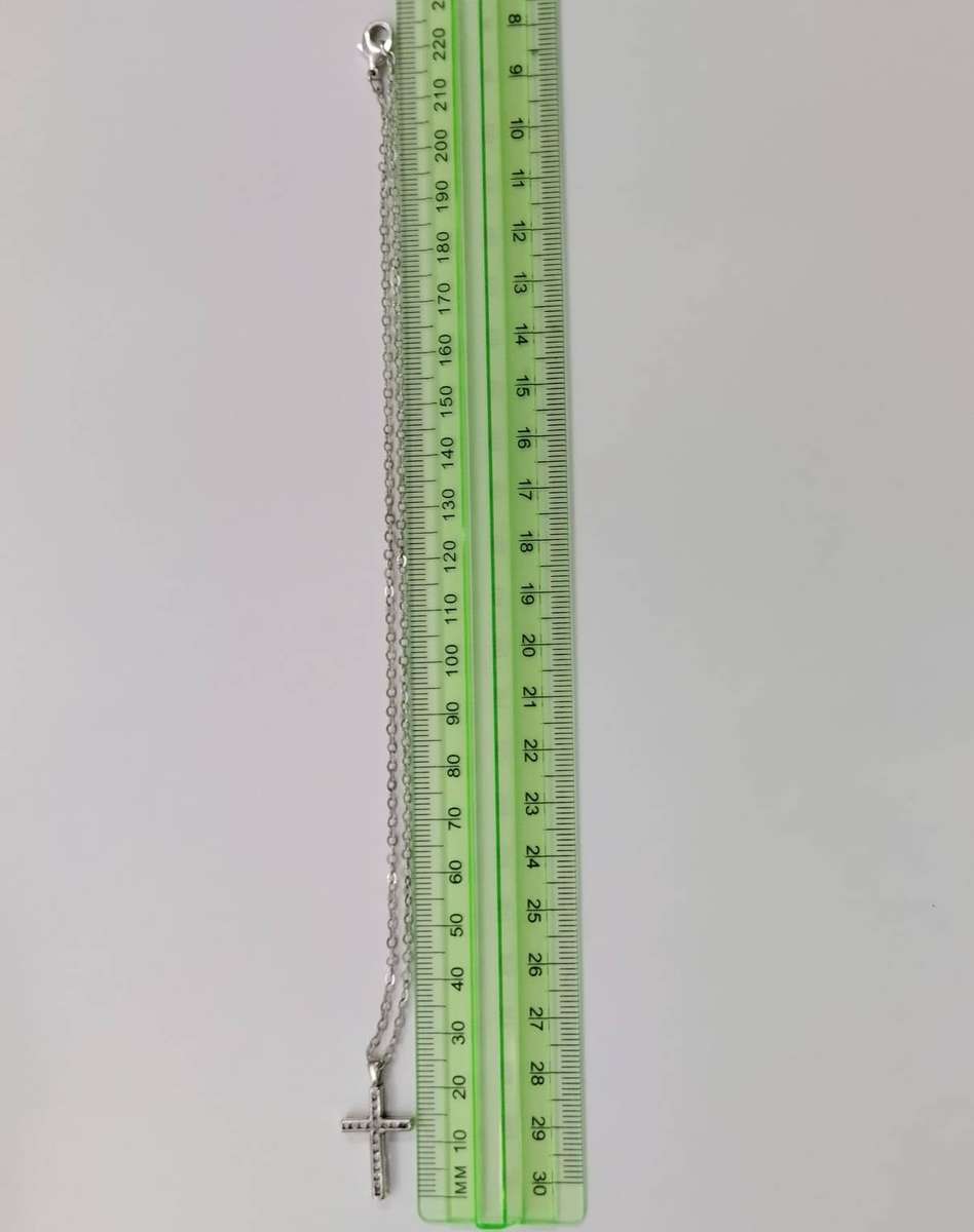 Sterling Silver Pave-set Cubic Zirconia Cross Pendant Necklace