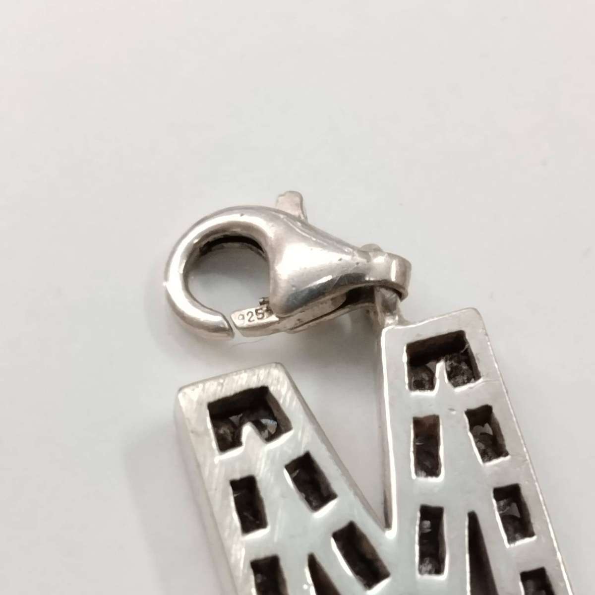 925 Sterling Silver Letter M Initial CZ Charm