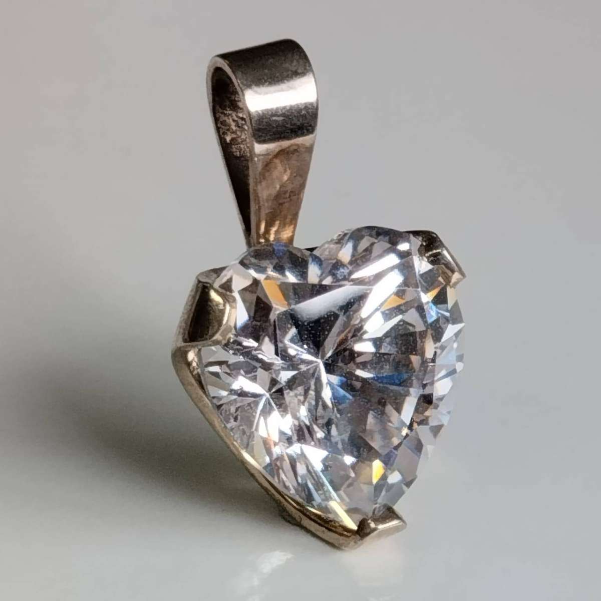 Sterling Silver Cubic Zirconia Heart Pendant #KWA004