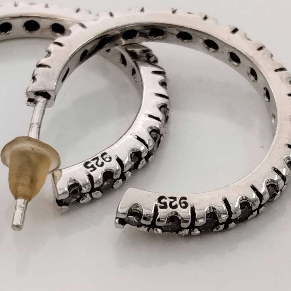 Sterling Silver Pave Cubic Zirconia Hoop Earrings