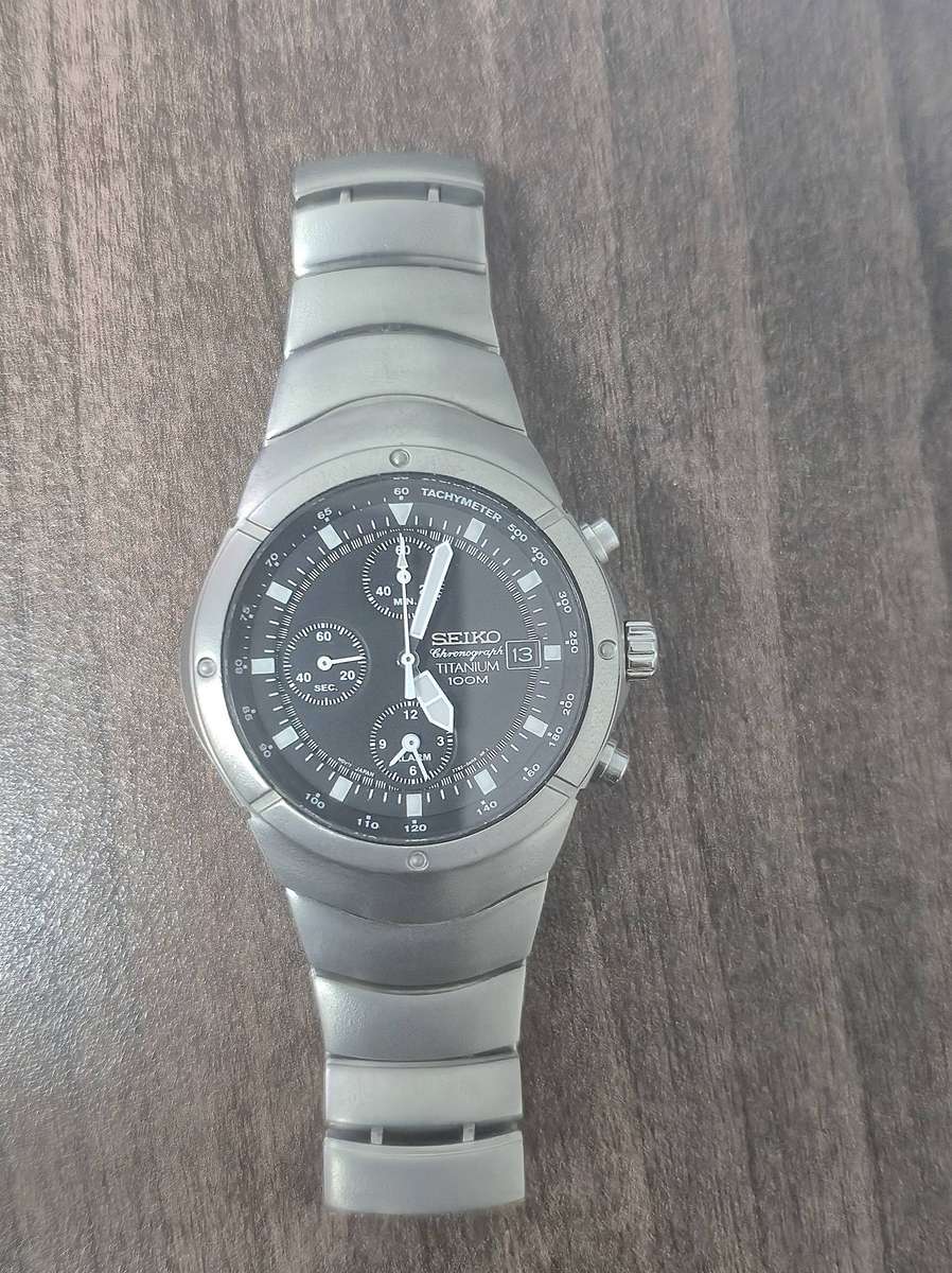 Men's Seiko Titanium Chronograph Watch - 7T62 0AG0