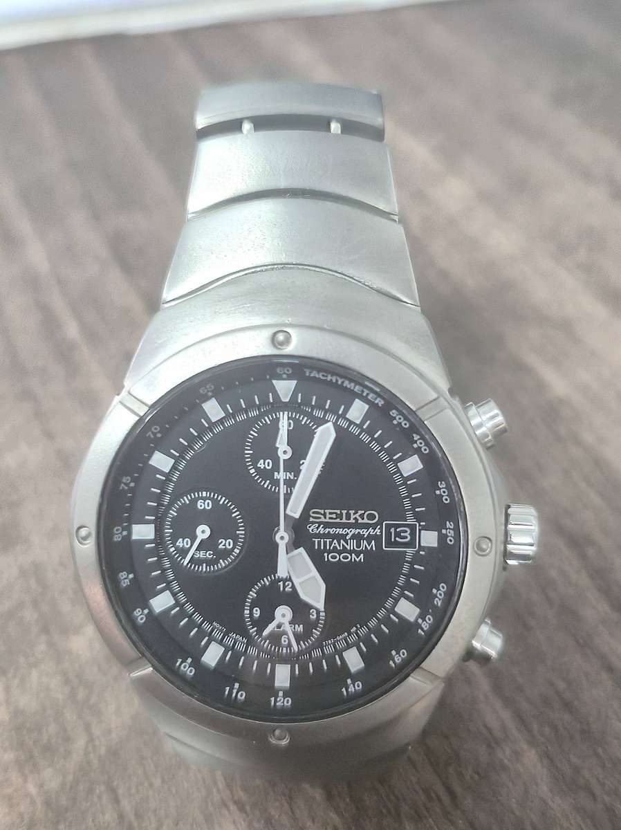 Men's Seiko Titanium Chronograph Watch - 7T62 0AG0