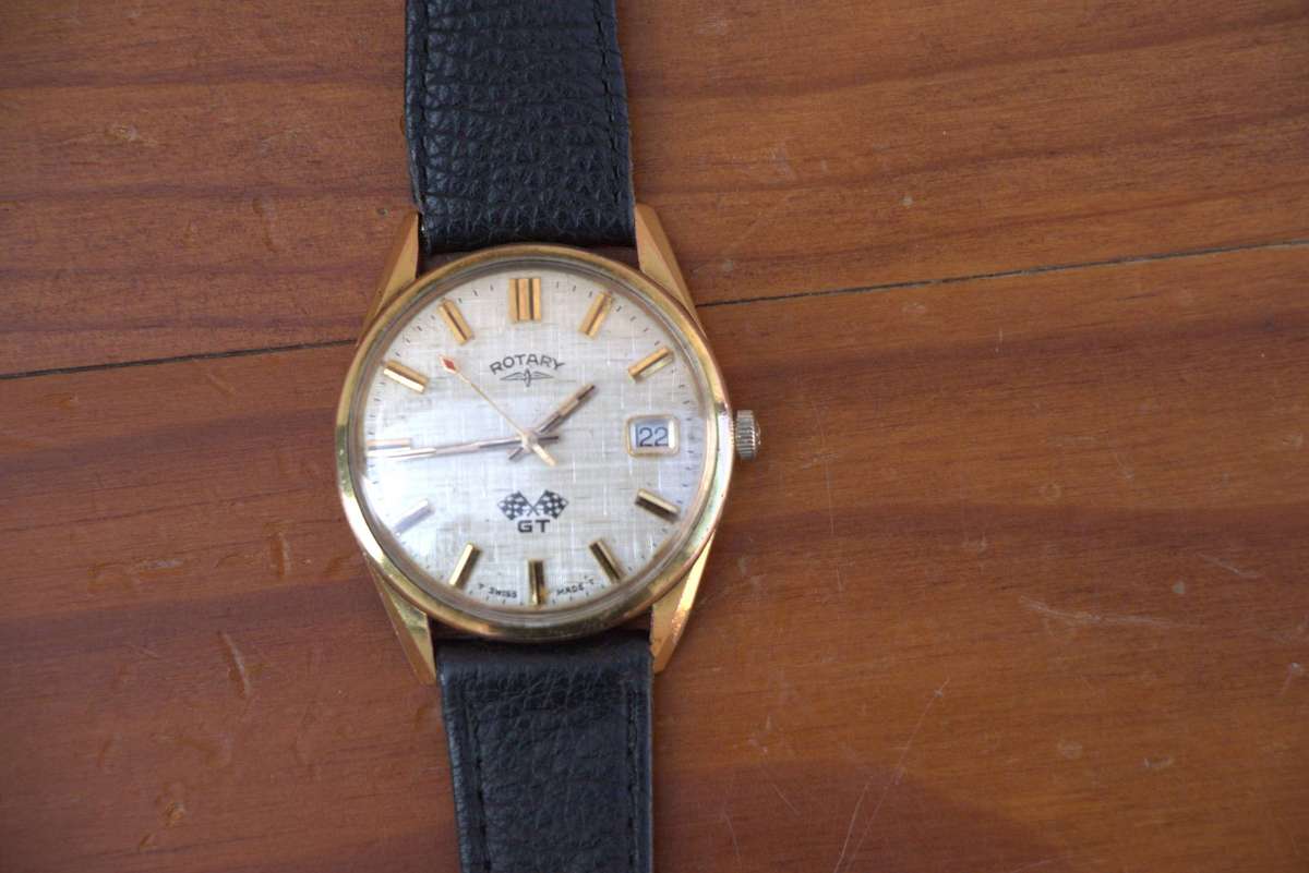 VINTAGE ROTARY GT WATCH - RARE LINEN DIAL