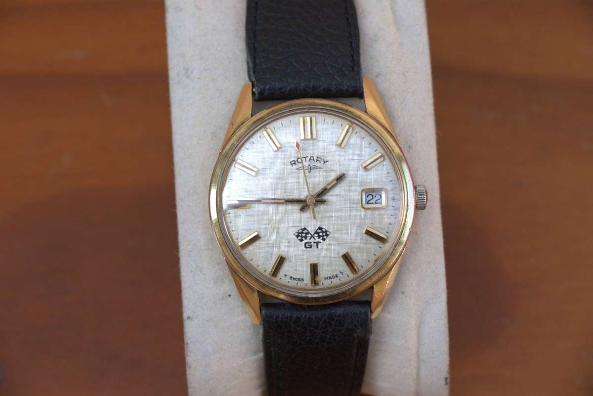 VINTAGE ROTARY GT WATCH - RARE LINEN DIAL