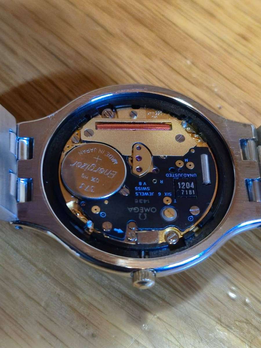 RARE OMEGA DEVILLE QUARTZ 'SYMBOL' WATCH - STAINLESS STEEL & 18K GOLD BEZEL