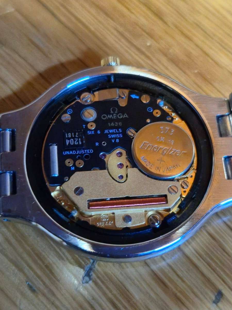 RARE OMEGA DEVILLE QUARTZ 'SYMBOL' WATCH - STAINLESS STEEL & 18K GOLD BEZEL