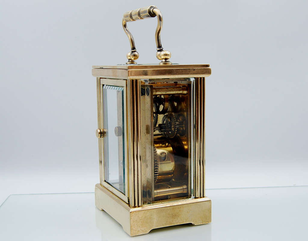 Fema Brass Carriage Clock, made in UK, Incabloc Platform Escapement, Working