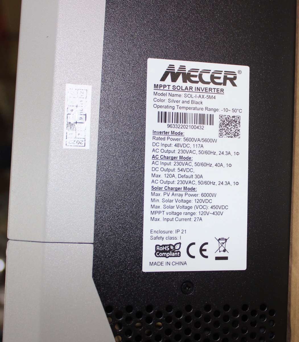 Mecer Axpert 5.6K MKS IV 5600VA / 5600W 48V MPPT Inverter SOL-I-AX-5M4