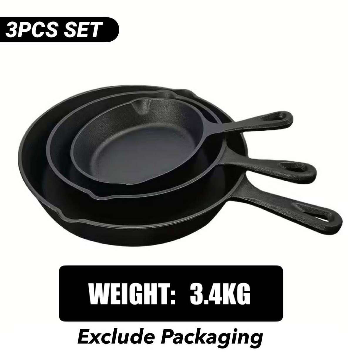 AIYI 3PCS _CAST-IRON SKILLET SET